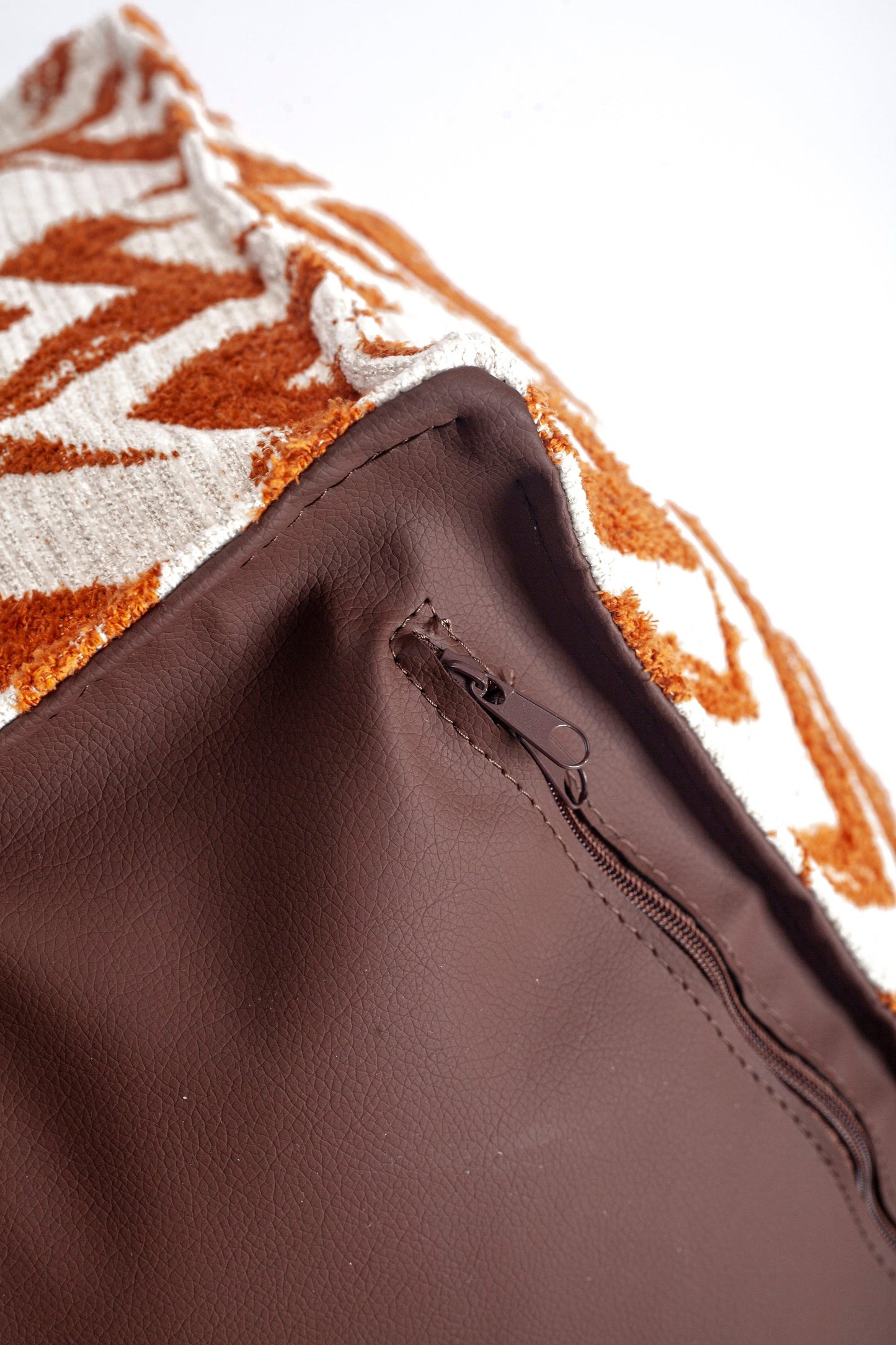 Havana Puf - Zigzag Patterned Pouf - Orange (Cover Only)