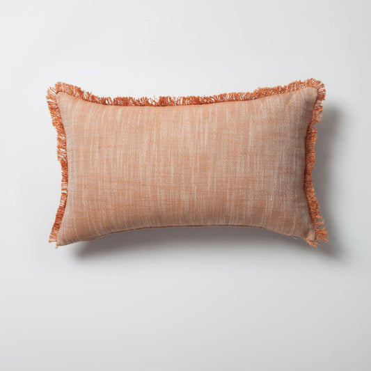 Soho - Linen Fringed Pillow 12x20 Inch - Orange (Cover Only)