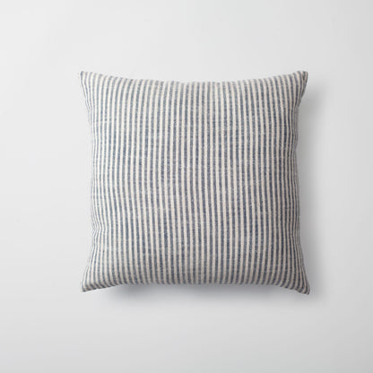 StripeOnStripe  - Decorative Pillow - Set of 3 - Blue & Linen