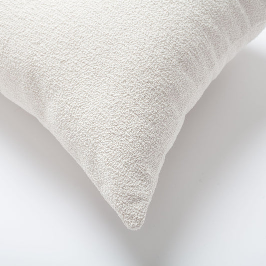Julia - Plain Boucle Woven Lumbar Pillow 14x28 Inch - White (Cover Only)