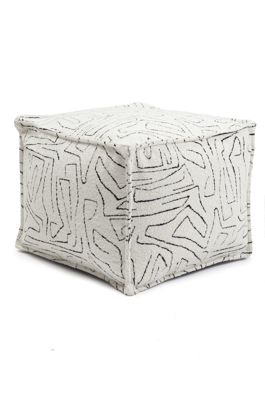 Amorf - Abstract Patterned Pouf - White & Black (Cover Only)