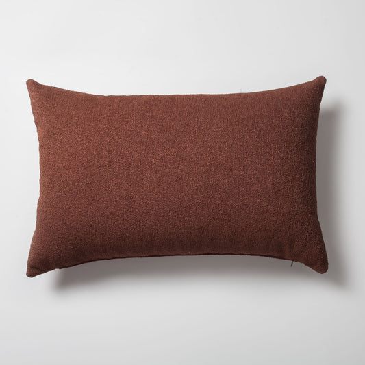 Julia - Plain Boucle Woven Rectangular Pillow 16x24 Inch - Brown (Cover Only)