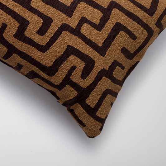 Norm - Maze Patterned 14x28 Inch Pillow - Brown (Cover Only)