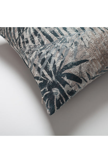 Rio - Flower Leaf Patterned Weave Pillow 18x18 Inch - Blue (Cover Only)