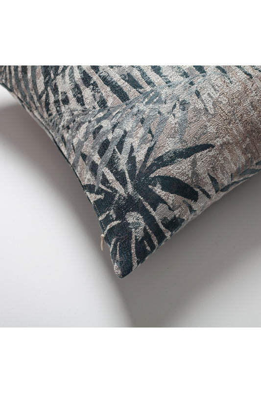 Rio - Flower Leaf Patterned Weave Pillow 18x18 Inch - Blue (Cover Only)