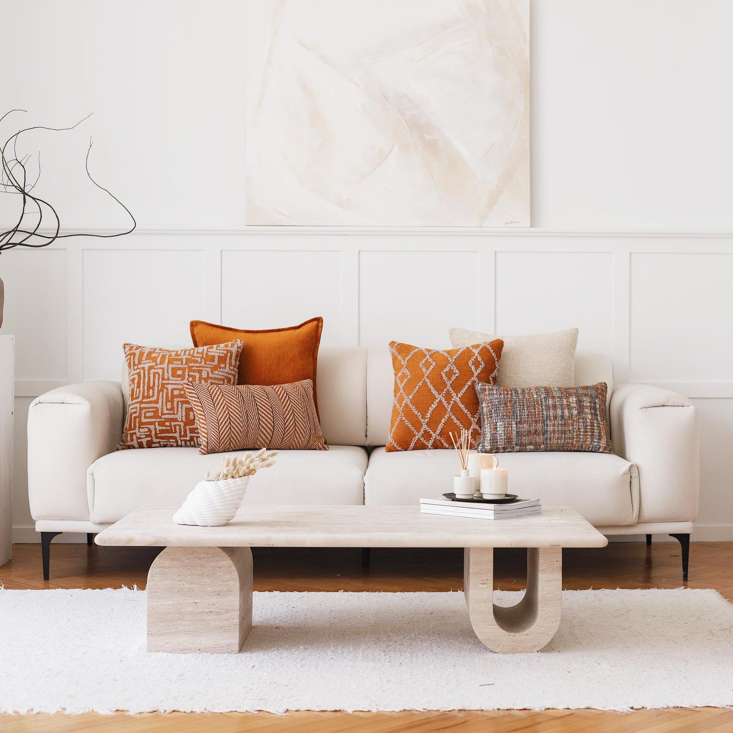 Eliza & Sense - Decorative Pillow - 3-Piece Combo Set - Orange (Cover Only)