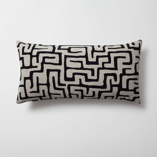 Norm - Maze Patterned 14x28 Inch Pillow - Black (Cover Only)