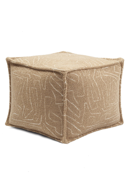 Amorf - Abstract Patterned Pouf - Velvet & White (Cover Only)