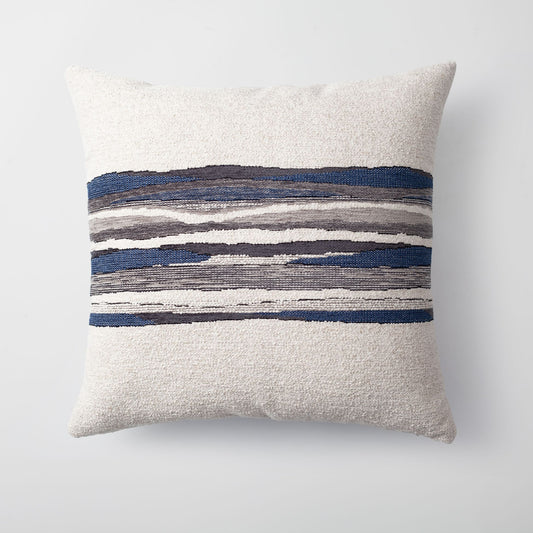 Combos  - Linen Floor and Woven Patterned Throw Pillow 50x50 Navy Blue