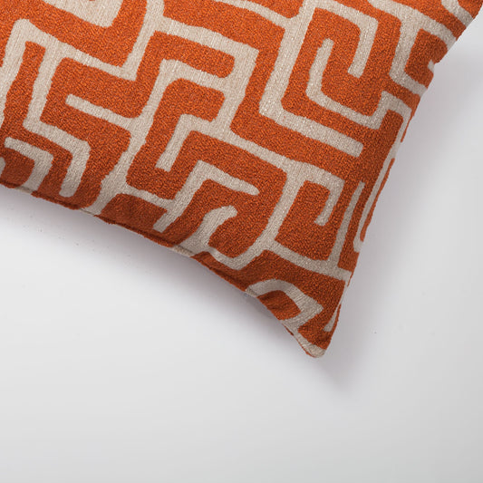 Norm - Maze Patterned 14x28 Inch Pillow - Orange (Cover Only)