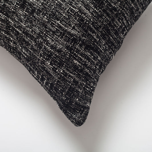 Flap - Textured Rectangular Linen Pillow 16x24 Inch - Black (Cover Only)