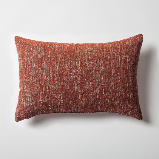 Flap - Linear Textured Rectangular Linen Pillow 16x24 Inch - Terracotta (Cover Only)