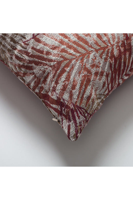 Rio - Flower Leaf Patterned Weave Pillow 18x18 Inch - Red (Cover Only)