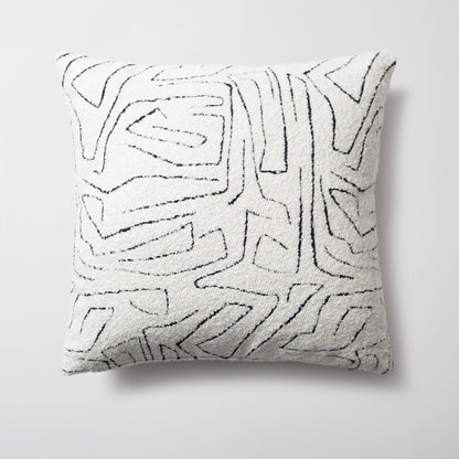 Amorf - Abstract Patterned 20x20 Inch Cushion - White and Black (Cover Only)