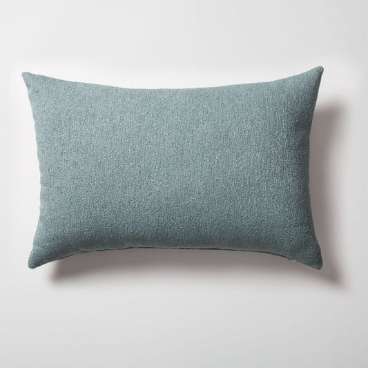 Julia - Plain Boucle Weave Rectangular Linen Pillow 16x24 Inch - Light Blue (Cover Only)