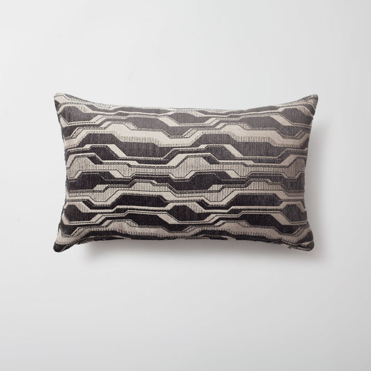 Lebon - Geometric Patterned 12x20 Inch Pillow - Anthracite (Cover Only)