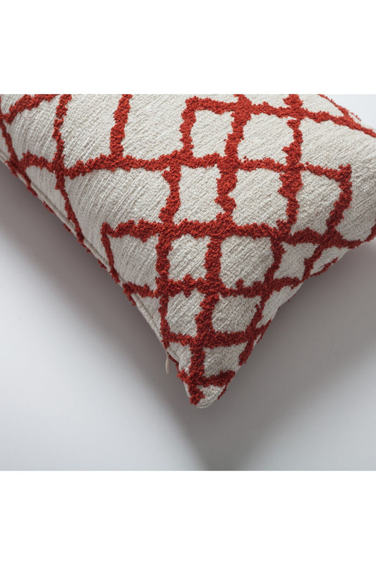 Maya - Ethnic Kilim Patterned Rectangular Pillow 12x20 Inch - Red (Cover Only)
