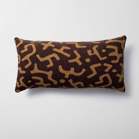 Nandos - Maze Patterned 14x28 Inch Pillow - Brown (Cover Only)