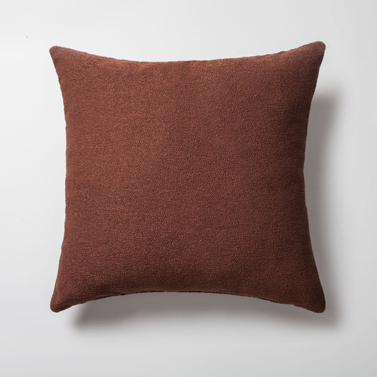 Julia - Plain Boucle Woven Square Pillow 20x20 Inch - Brown (Cover Only)