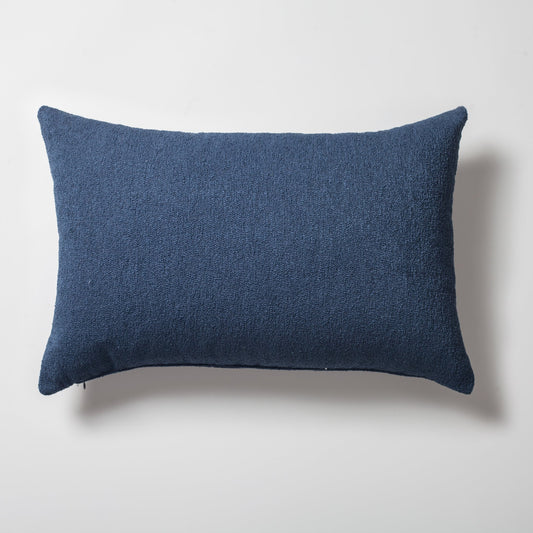 Julia - Plain Boucle Woven Rectangular Pillow 16x24 Inch - Blue (Cover Only)