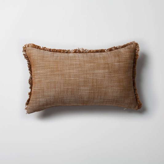 Soho - Linen Fringed Pillow 12x20 Inch - Mustard (Cover Only)