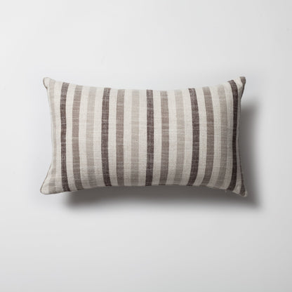 StripeOnStripe  - Decorative Pillow - Set of 3 - Brown & Linen