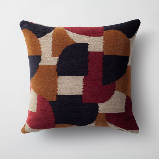 Otto  - Modern 50x50 Throw Pillow with Geometric Pattern - Bordeaux