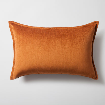 Eliza - Orange Viscose Natural Linen Pillow 16x24 Inch - Orange (Cover Only)