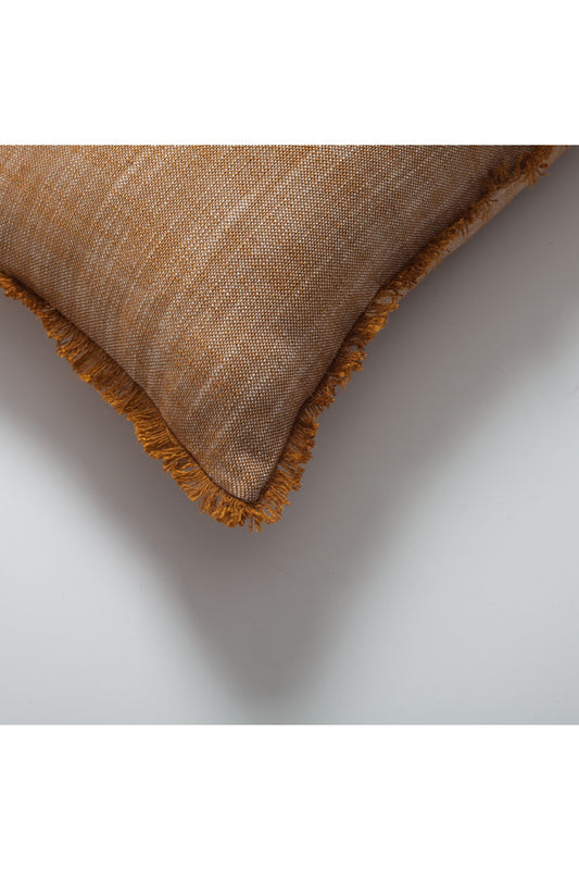 Soho - Linen Fringed Pillow 12x20 Inch - Mustard (Cover Only)