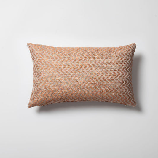Orsa - Linen Zigzag Patterned Weave Pillow 12x20 Inch - Orange (Cover Only)