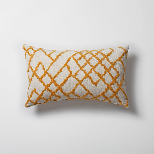 Maya - Ethnic Kilim Patterned Rectangular Pillow 12x20 Inch - Yellow (Cover Only)