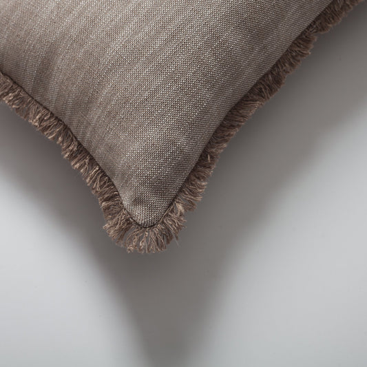 Soho - Linen Fringed Pillow 12x20 Inch - Light Brown (Cover Only)