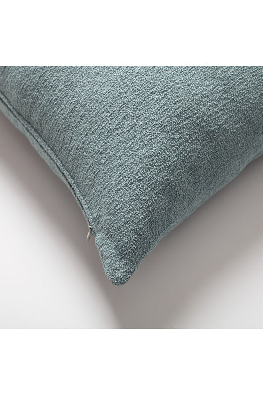 Julia - Plain Boucle Weave Rectangular Linen Pillow 16x24 Inch - Light Blue (Cover Only)