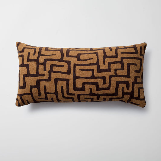 Norm - Maze Patterned 14x28 Inch Pillow - Brown (Cover Only)