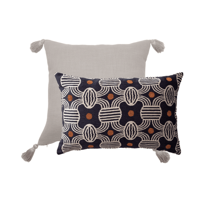 Obika & Loom - Decorative Pillow - 2-Piece Combo Set - Beige Black (Cover Only)