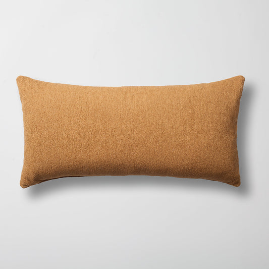 Julia - Plain Boucle Woven Lumbar Pillow 14x28 Inch - Mustard (Cover Only)