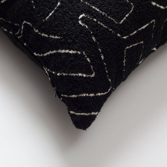 Amorf - Abstract Patterned 14x28 Inch Cushion - Black and White(Cover Only)