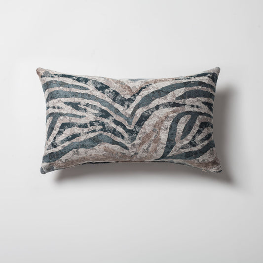 Rio - Zebra Patterned Viscose Weave Pillow 12x20 Inch - Blue (Cover Only)