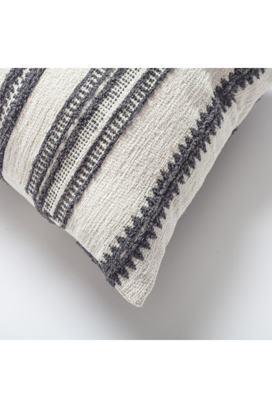 Mitos - Ethnic Striped Patterned 16x24 Inch Pillow - Gray (Cover Only)