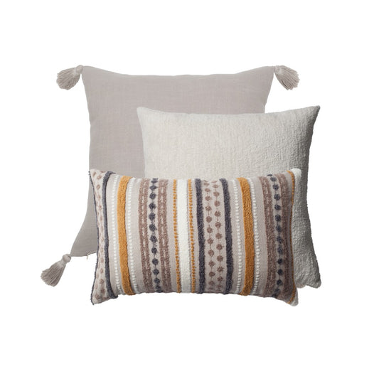 Loom & Nomad - Decorative Pillow - 3-Piece Combo Set - Mustard (Cover Only)