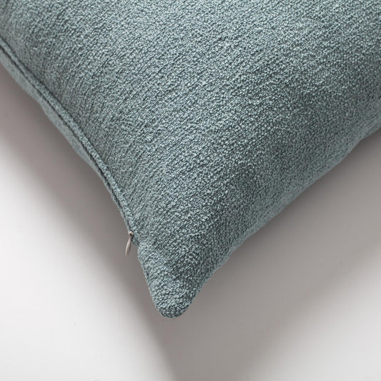 Julia - Plain Boucle Woven Lumbar Pillow 14x28 Inch - Light Blue (Cover Only)