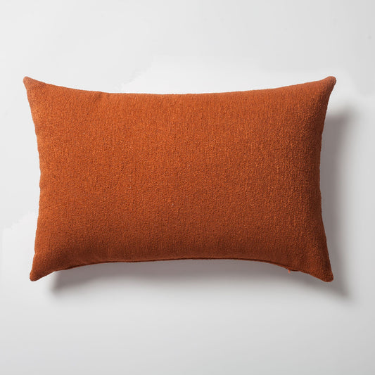 Julia - Plain Boucle Woven Rectangular Pillow 16x24 Inch - Orange (Cover Only)
