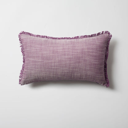 Soho - Linen Fringed Pillow 12x20 Inch - Purple (Cover Only)