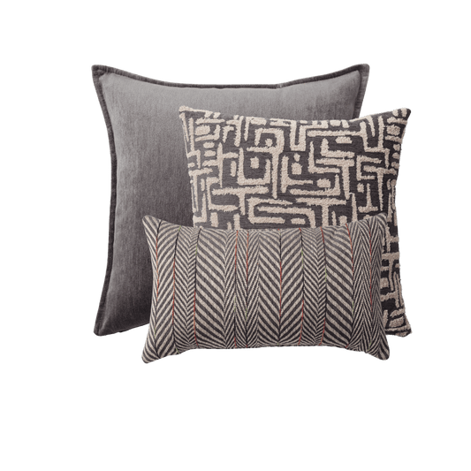 Eliza & Sense - Decorative Pillow - 3-Piece Combo Set - Anthracite (Cover Only)