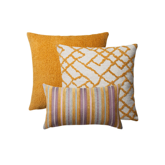 Santorini - Decorative Pillow - 3-Piece Combo Set - Yellow (Cover Only)