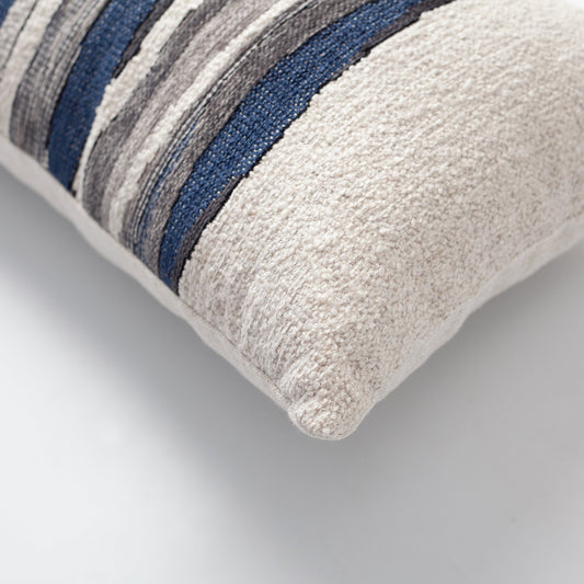 Combos  - Linen Floor and Woven Throw Pillow 30x50 Navy Blue