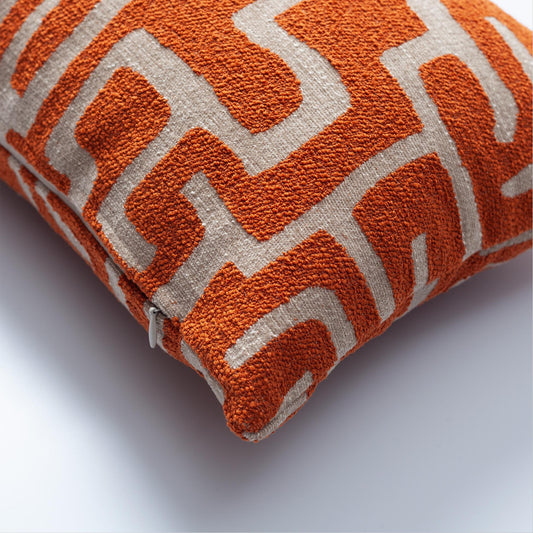 Norm - Maze Patterned 12x20 Inch Pillow - Orange (Cover Only)