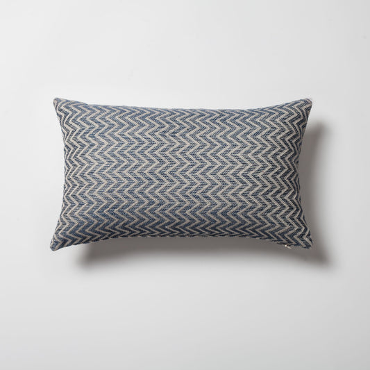 Orsa - Linen Zigzag Patterned Weave Pillow 12x20 Inch - Blue (Cover Only)