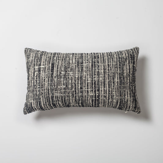 Coco - Corduroy Patterned Cushion 12x20 Inch - Black (Cover Only)