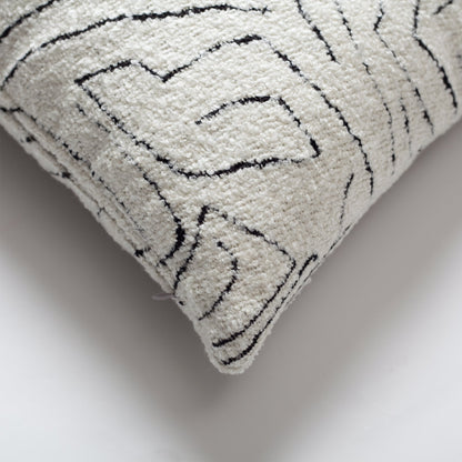 Amorf - Abstract Patterned 14x28 Inch Cushion - White and Black (Cover Only)